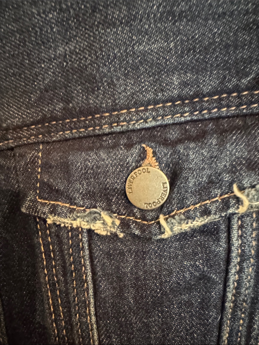 Liverpool Dark Indigo Frayed Hem Denim Jacket - Picture 3 of 11